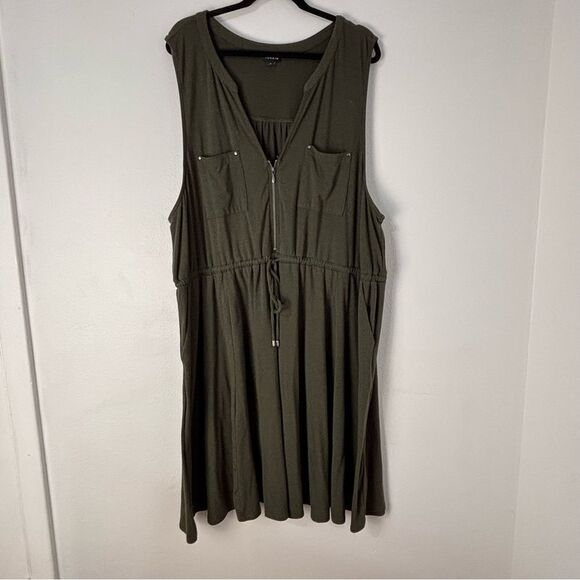 Torrid 5 Challis Zip-Front Knit Shirt Dress Olive Business Casual Comfort Layer - Picture 1 of 13